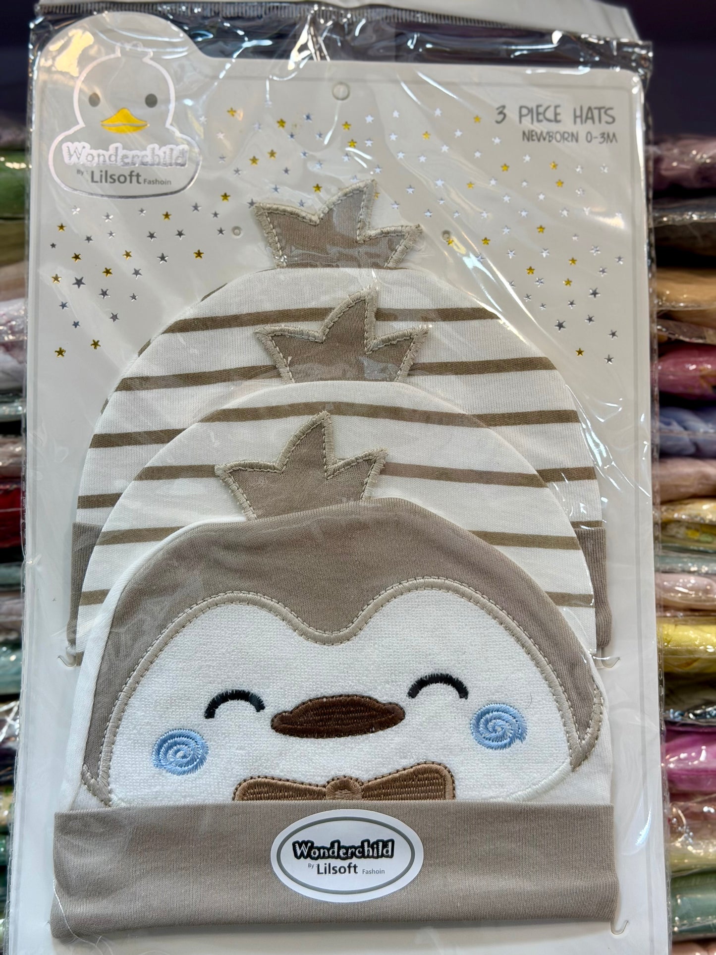 3 Piece Baby Hat Set – Soft Cotton Newborn Caps (0–3 Months) | 4 Colors Available