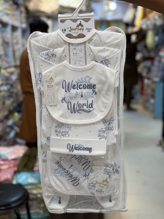 12 Piece Newborn Starter Gift Set | Welcome to the World (0-3 Months)Colors