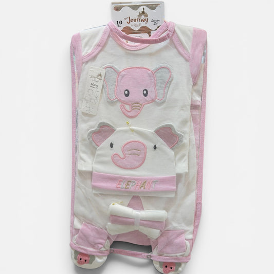 10 Piece Elephant Baby Starter Set (0-3Months)Essentials Gift Pack
