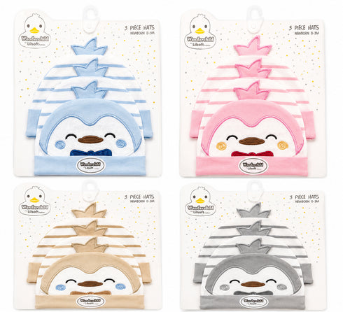 3 Piece Newborn Hat Set(0–3 Months)