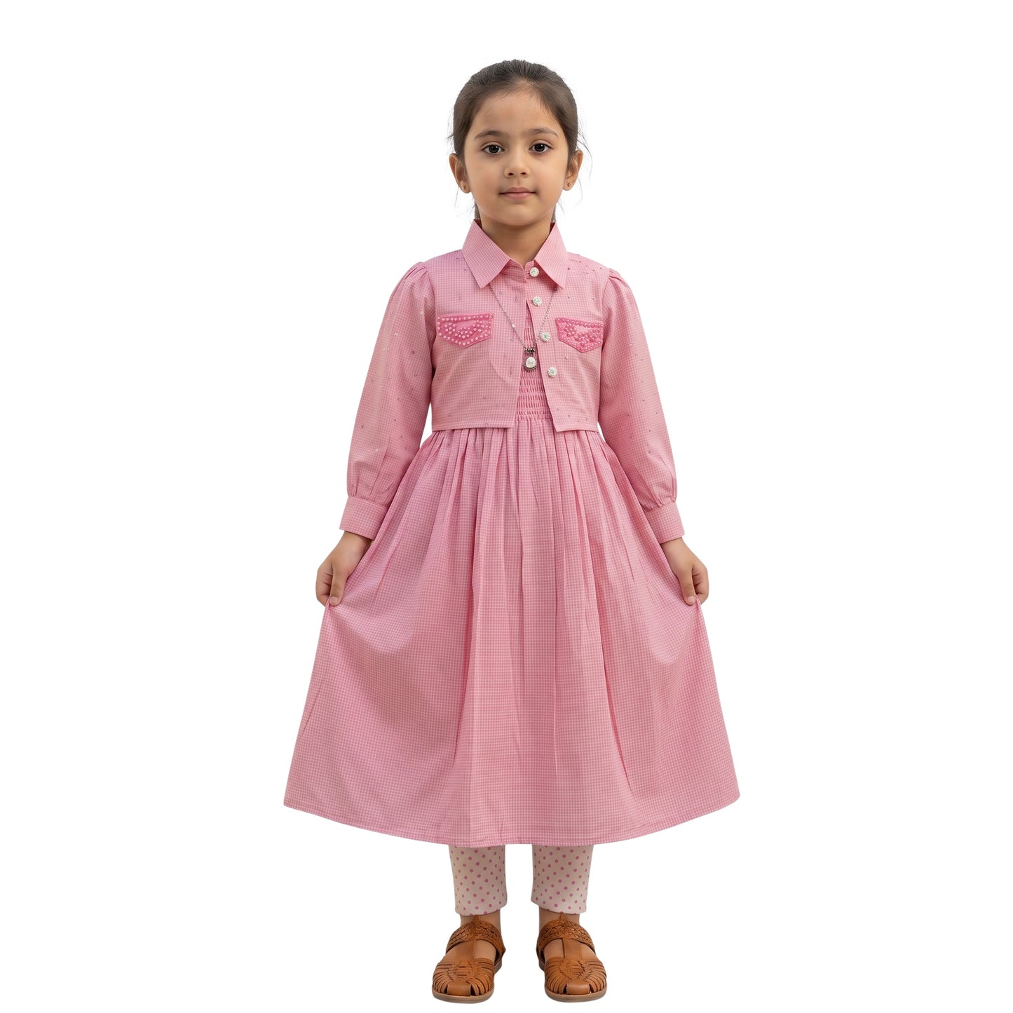 Girls 3 Pcs 6inch Long Maxi Dress Set
