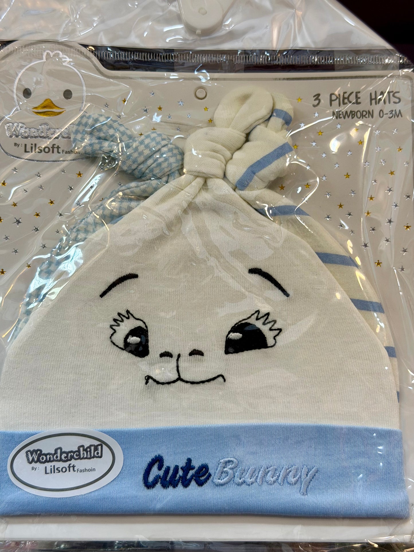 Piece Newborn Baby Hat Set – Cute Bunny Cotton Caps (4 Colors) | Soft Baby Hats 0–3 Months