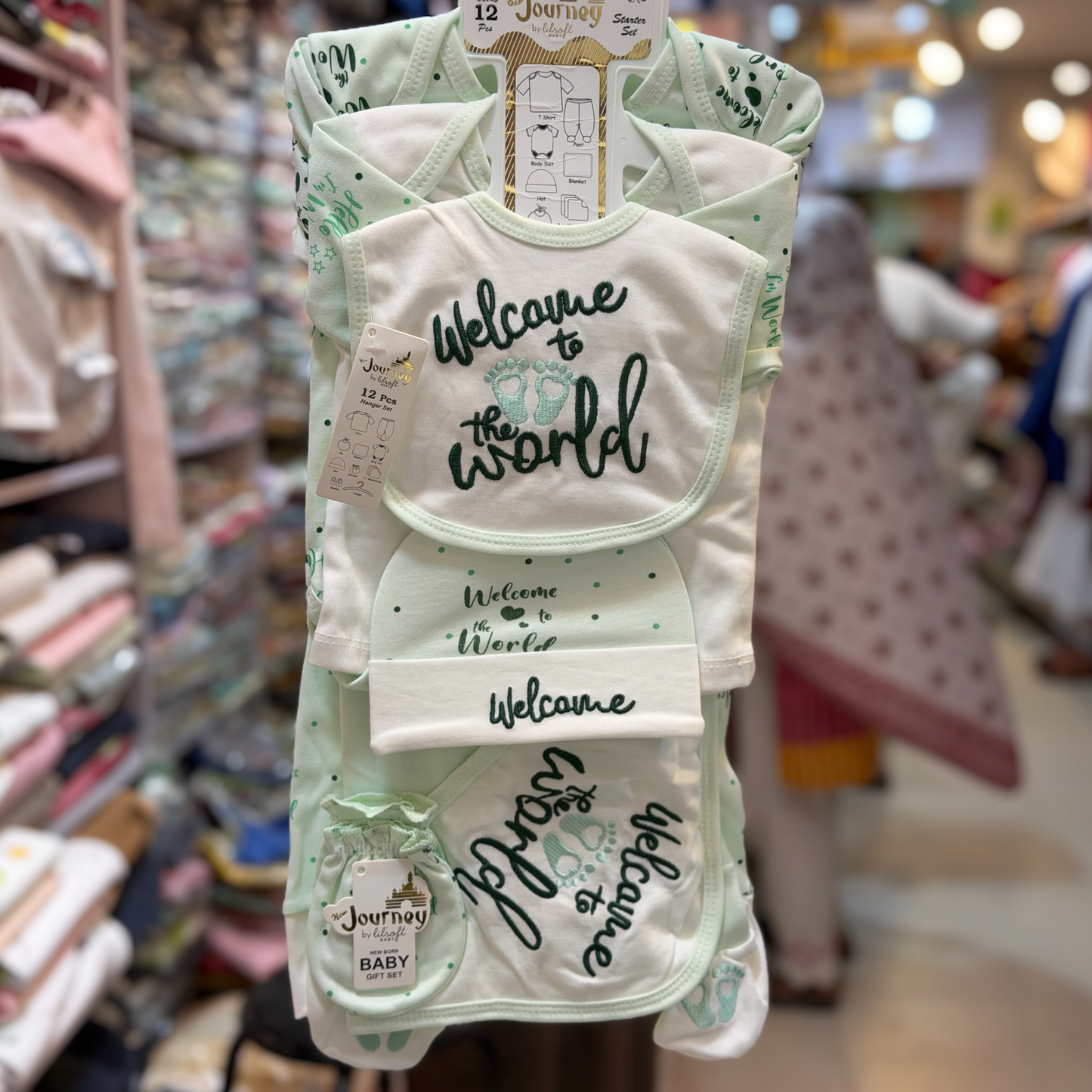 12 Piece Newborn Baby Starter Gift Set | Cotton Baby Clothes with Hanger | Welcome to the World(0-3Months)