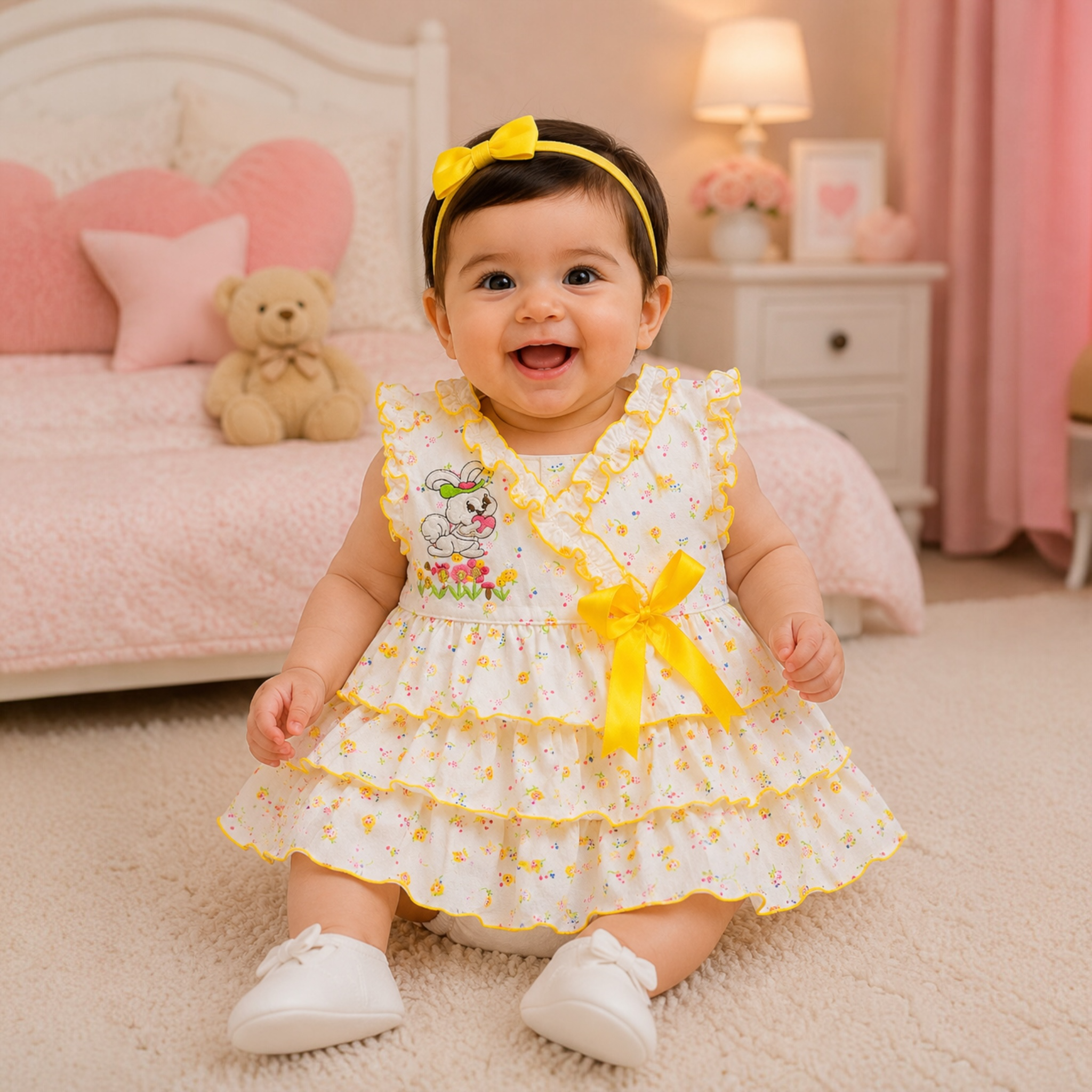 Baby Girls Frill Frock Dress- Soft Summer Wear