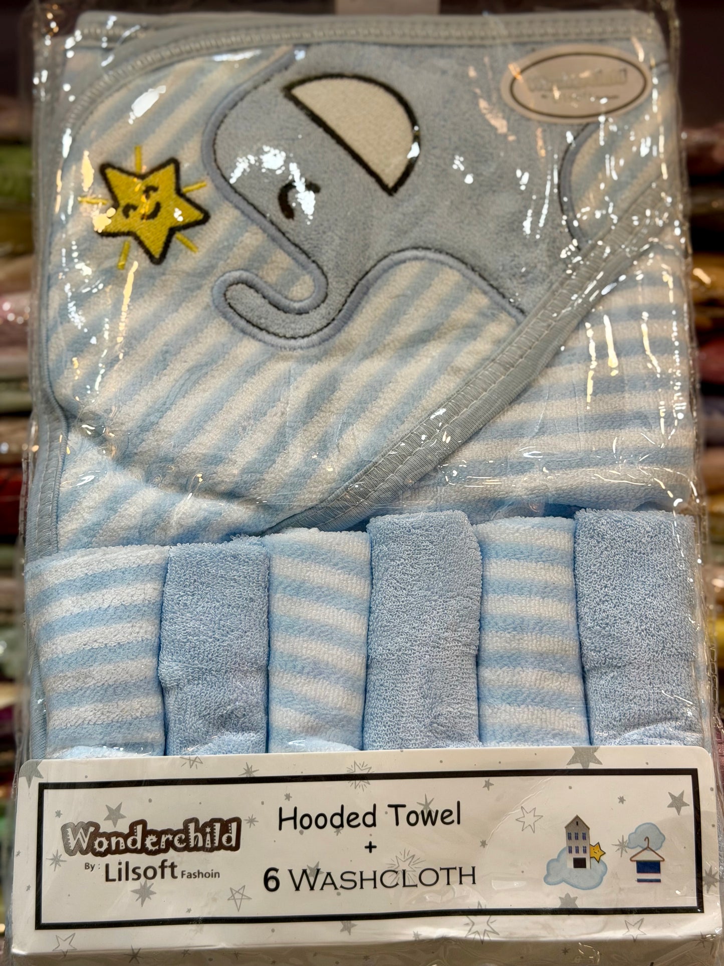 7 Piece Baby Hooded Bath Towel Set (0–9 Months) | 1 Bath Towel & 6 Wash Cloths | Soft Terry Cotton