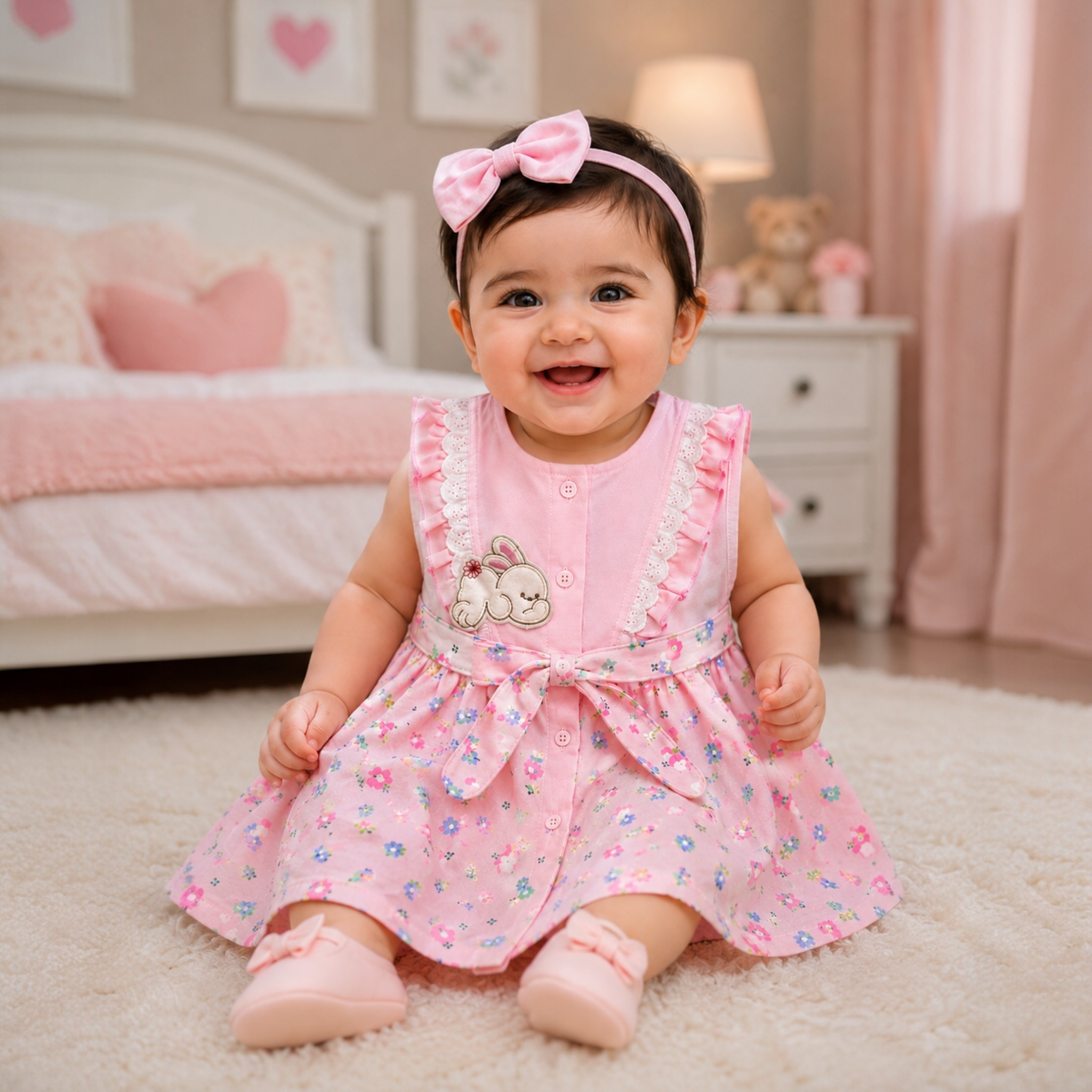 Baby Girls Frill Frock Dress- Soft Summer Wear