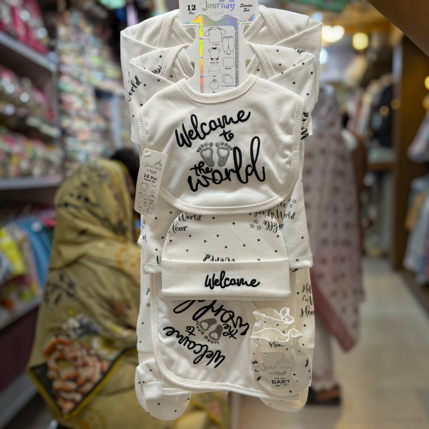 12 Piece Newborn Baby Starter Gift Set | Cotton Baby Clothes with Hanger | Welcome to the World(0-3Months)