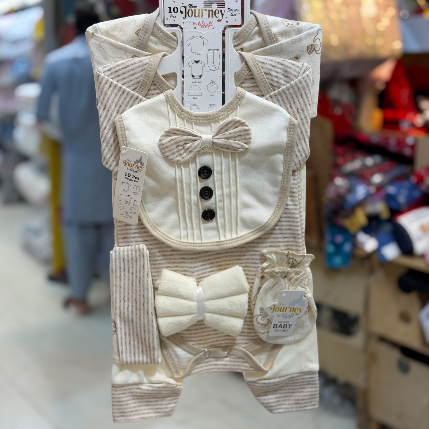 10 Piece Newborn Baby Cotton Starter Set – Shirt, Pajama, Romper, Bib, Cap & Accessories(0-3Months)