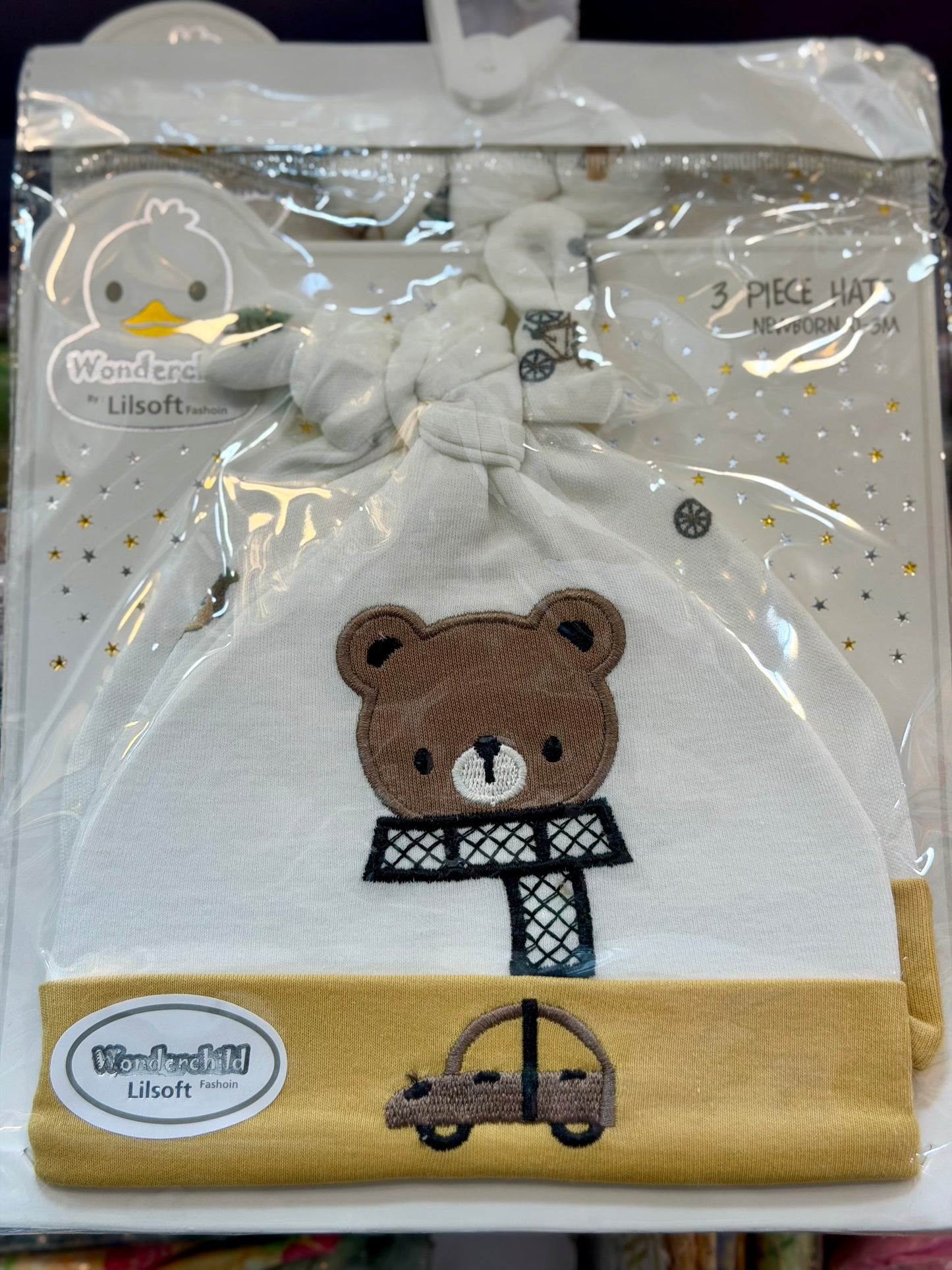 3 Piece Newborn Baby Hat Set – Soft Cotton Knotted Caps (4 Colors Available, 0–3 Months)