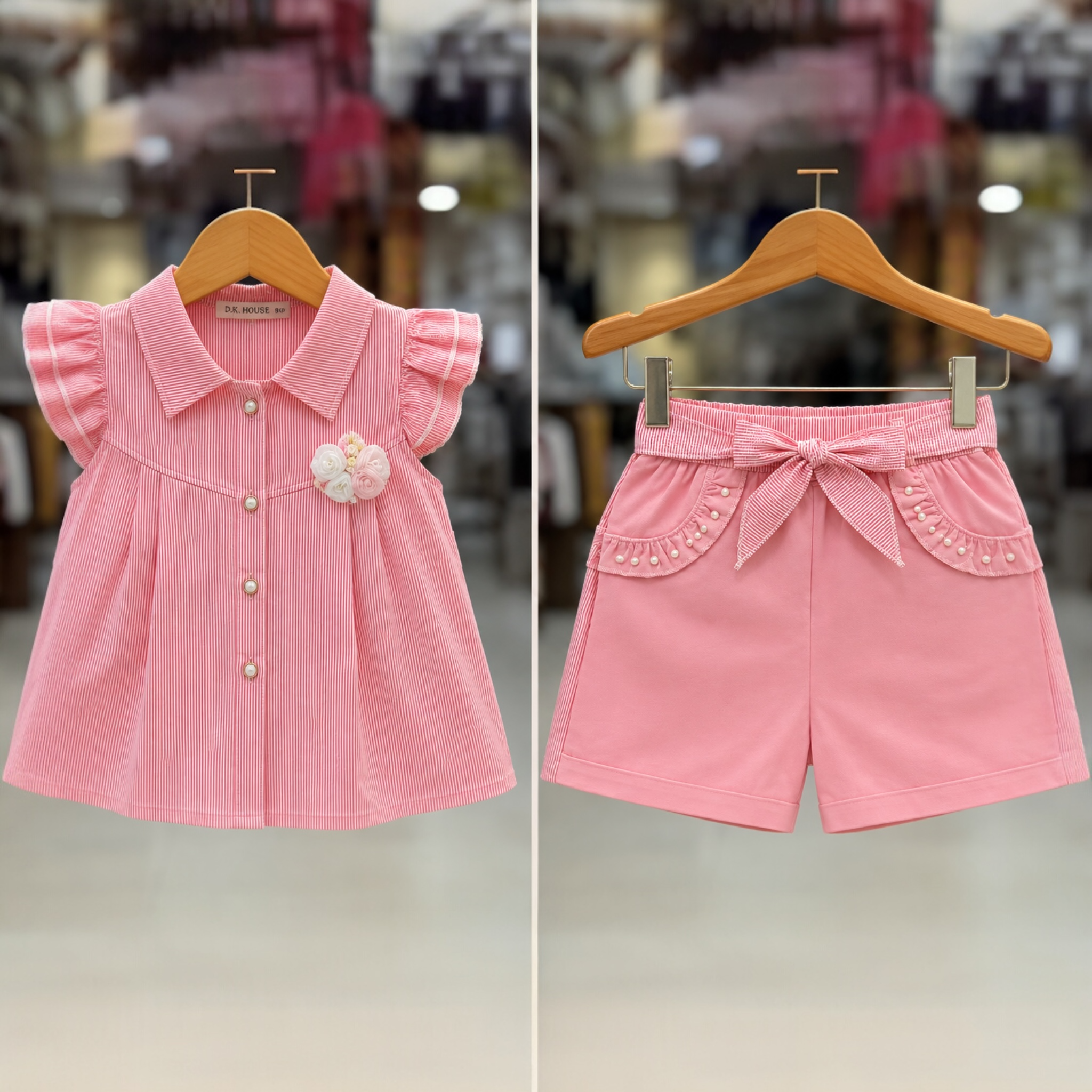 Baby Girl Stylish Summer Dress Set | Soft Cotton Top & Shorts