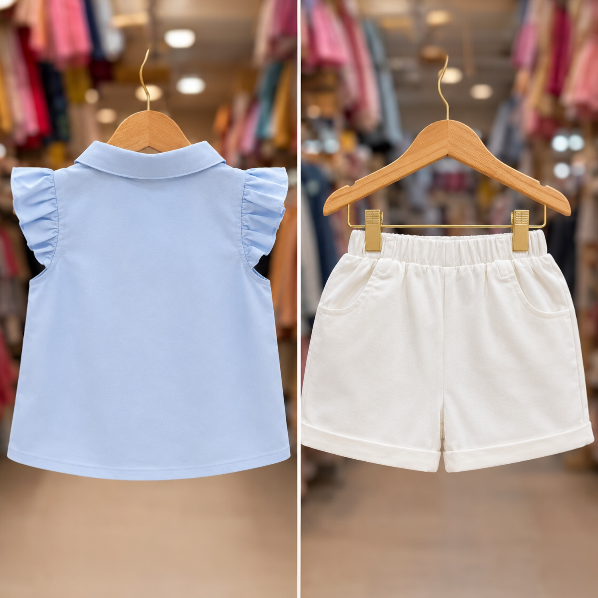 Baby Girl Stylish Summer Dress Set | Soft Cotton Top & Shorts