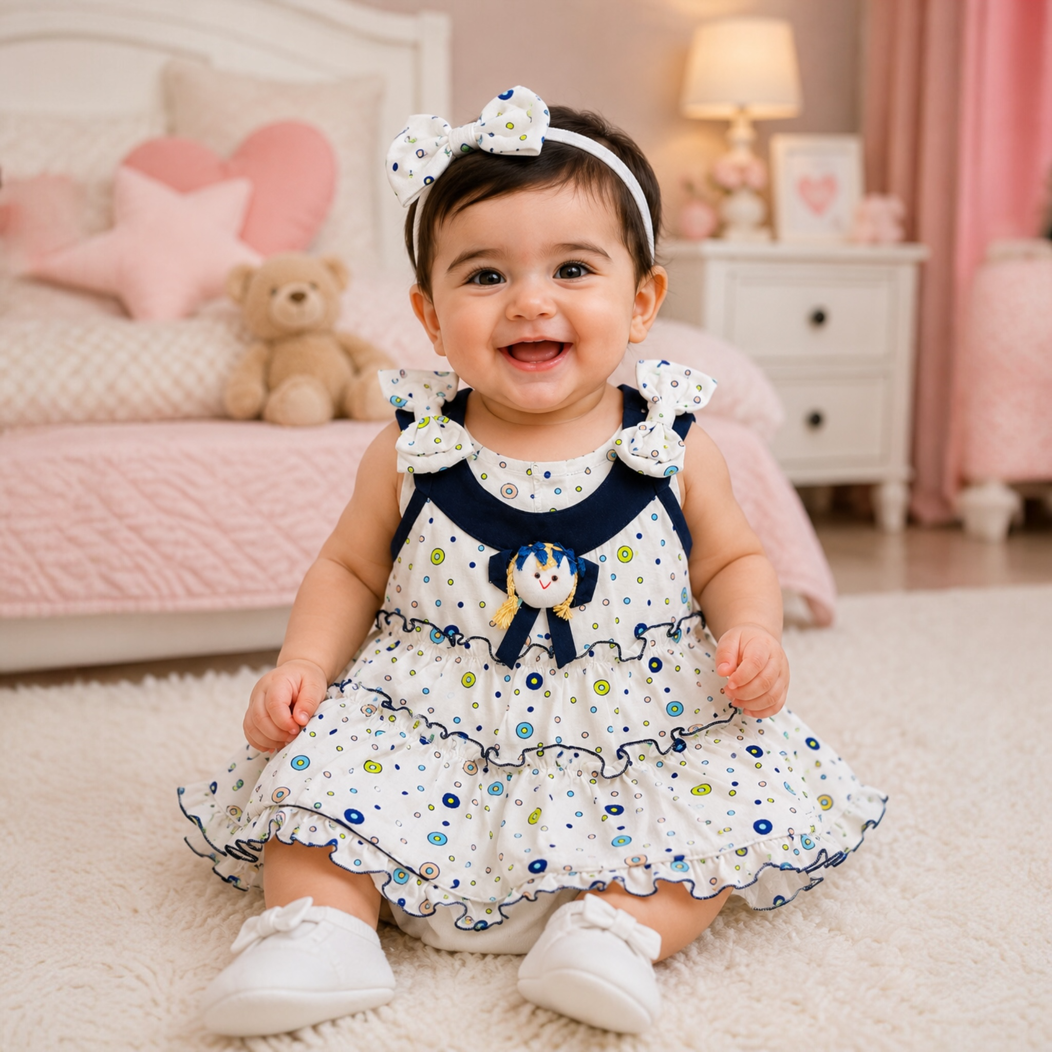 Baby Girls Frill Frock Dress- Soft Summer Wear