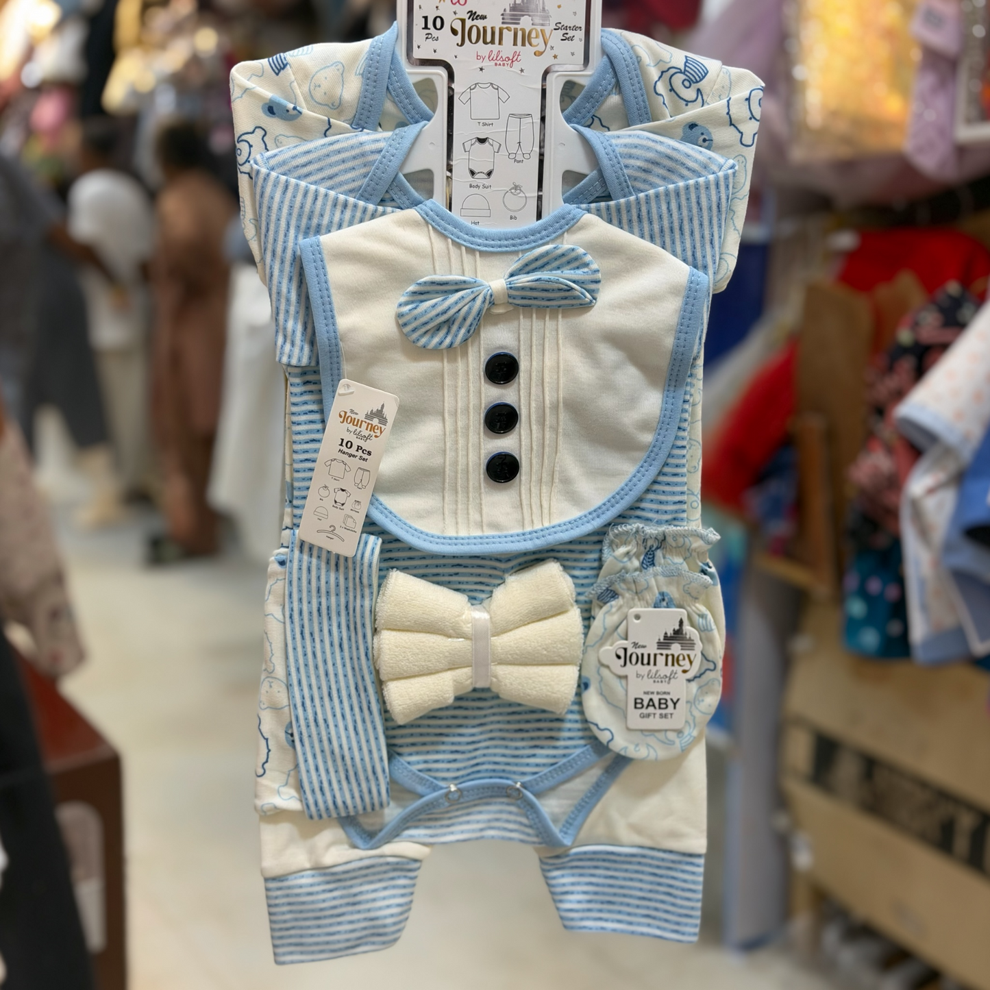 10 Piece Newborn Baby Cotton Starter Set – Shirt, Pajama, Romper, Bib, Cap & Accessories(0-3Months)