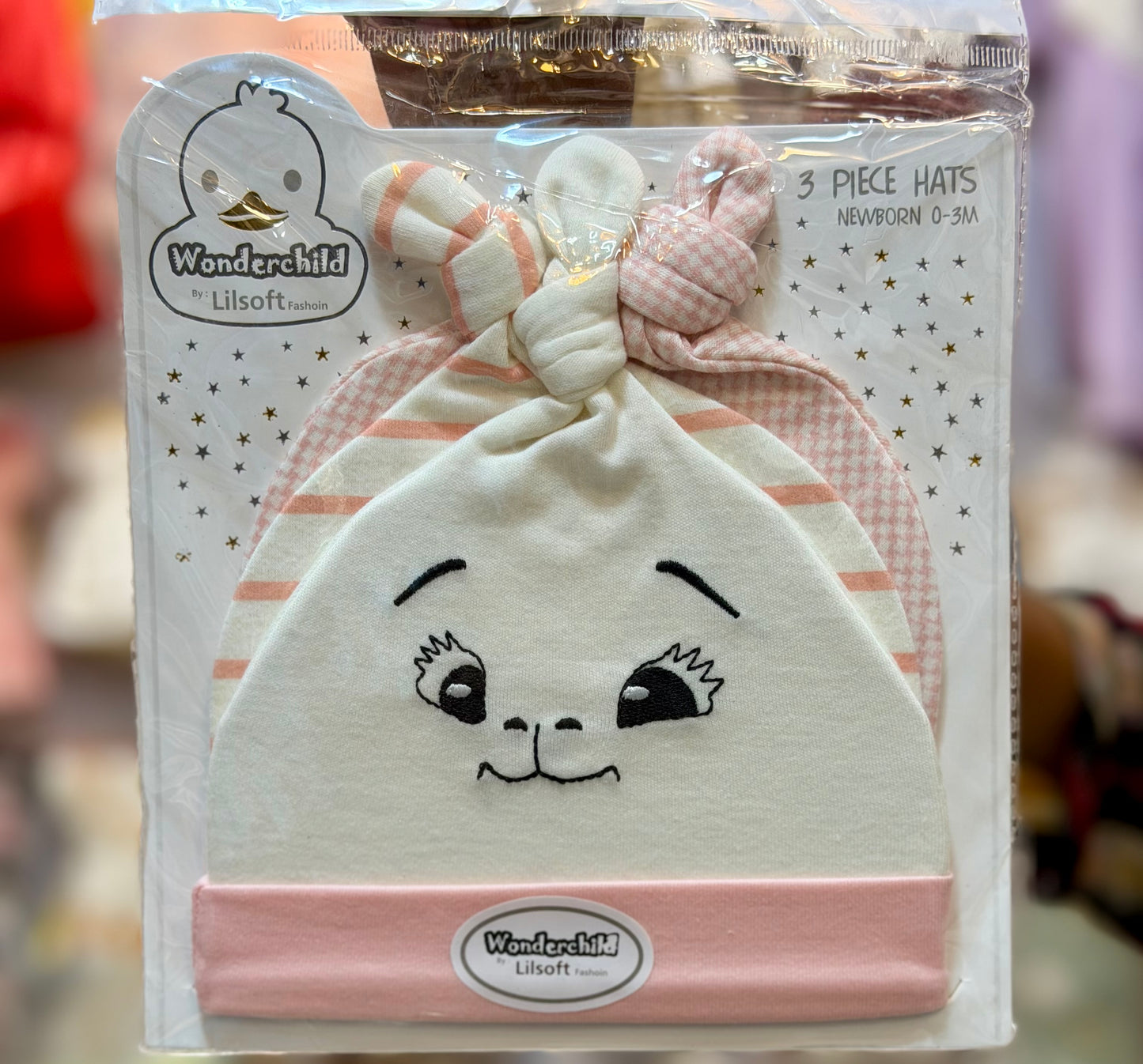 Piece Newborn Baby Hat Set – Cute Bunny Cotton Caps (4 Colors) | Soft Baby Hats 0–3 Months