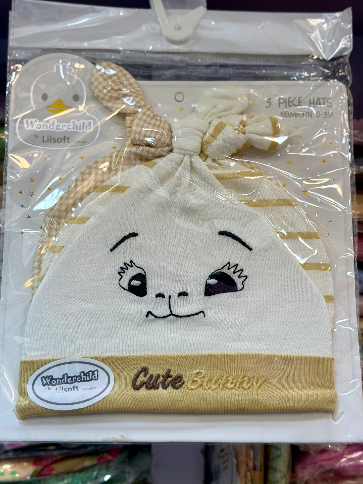 Piece Newborn Baby Hat Set – Cute Bunny Cotton Caps (4 Colors) | Soft Baby Hats 0–3 Months