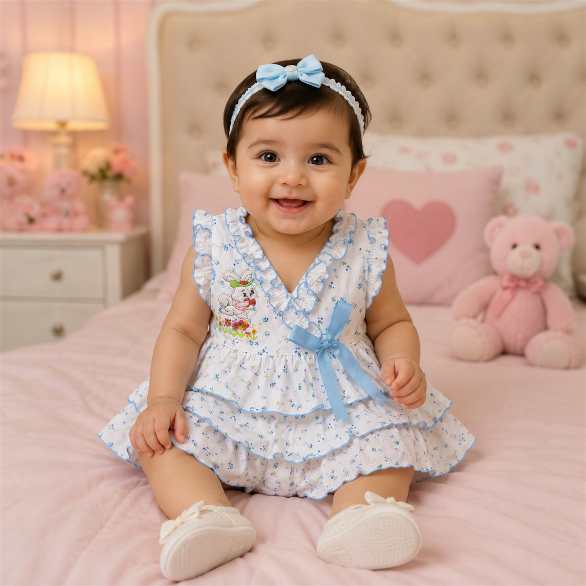 Baby Girls Frill Frock Dress- Soft Summer Wear