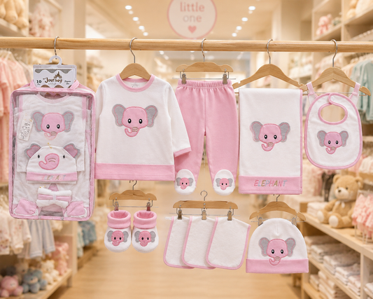 10 Piece Elephant Baby Starter Set (0-3Months)Essentials Gift Pack