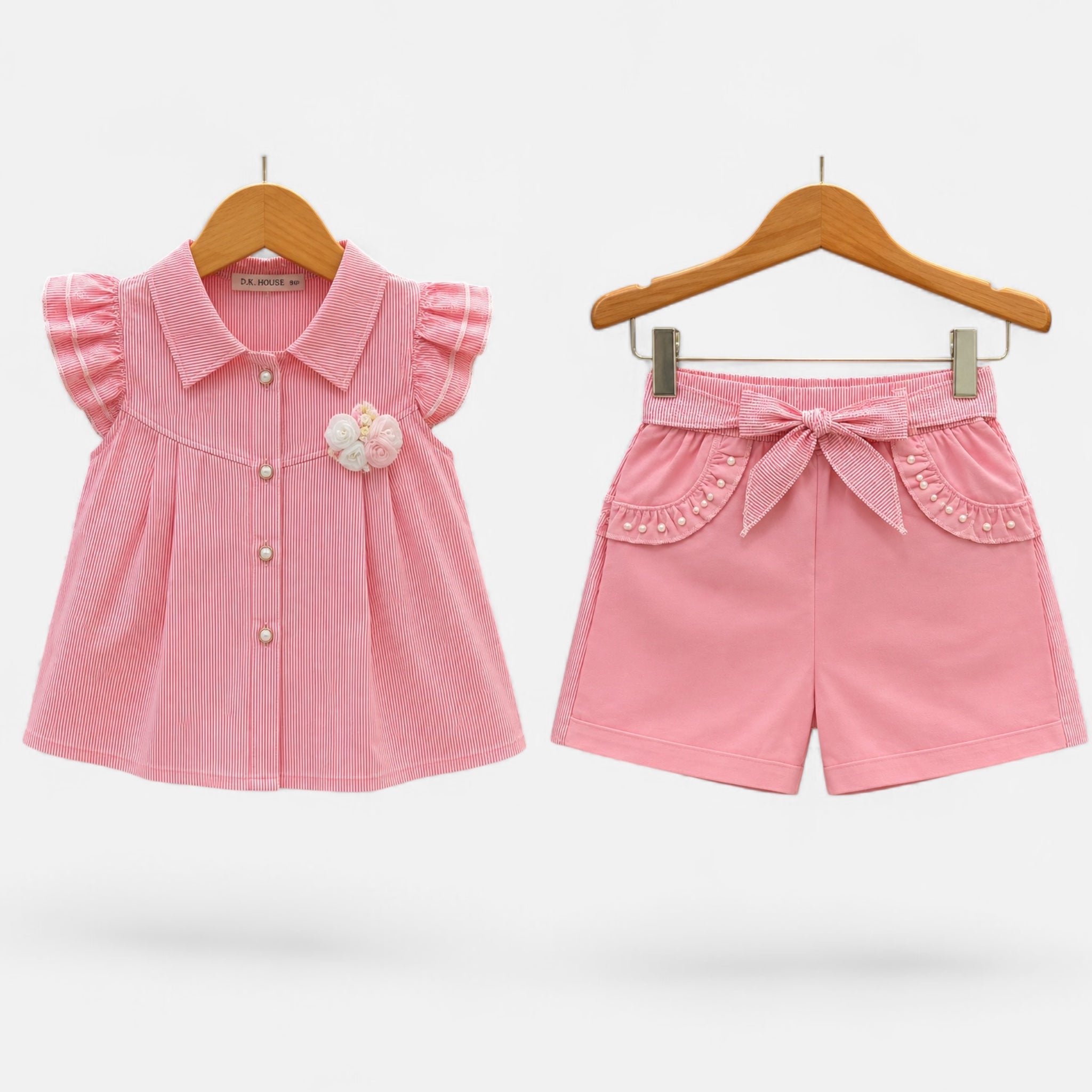 Baby Girl Stylish Summer Dress Set | Soft Cotton Top & Shorts