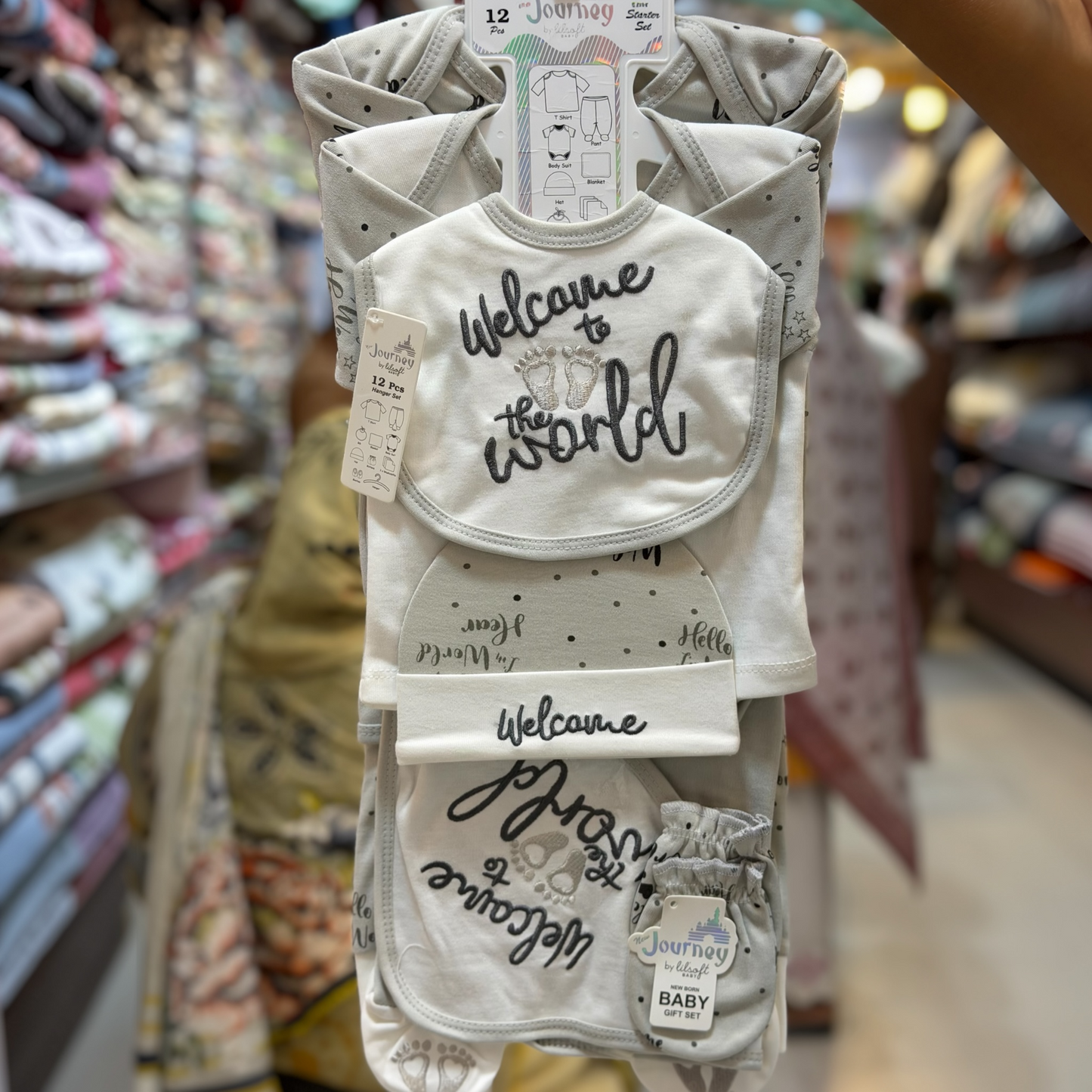 12 Piece Newborn Baby Starter Gift Set | Cotton Baby Clothes with Hanger | Welcome to the World(0-3Months)
