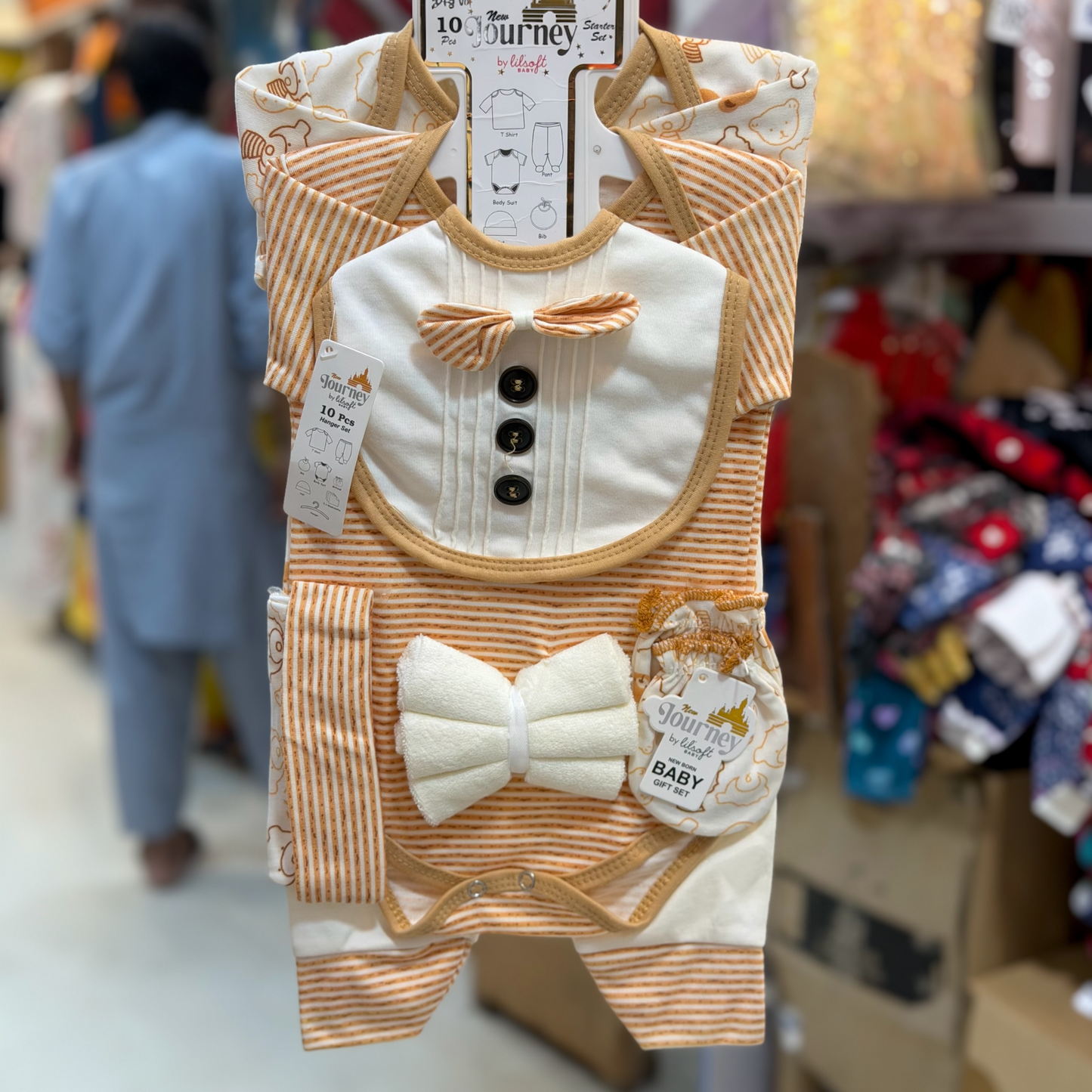 10 Piece Newborn Baby Cotton Starter Set – Shirt, Pajama, Romper, Bib, Cap & Accessories(0-3Months)