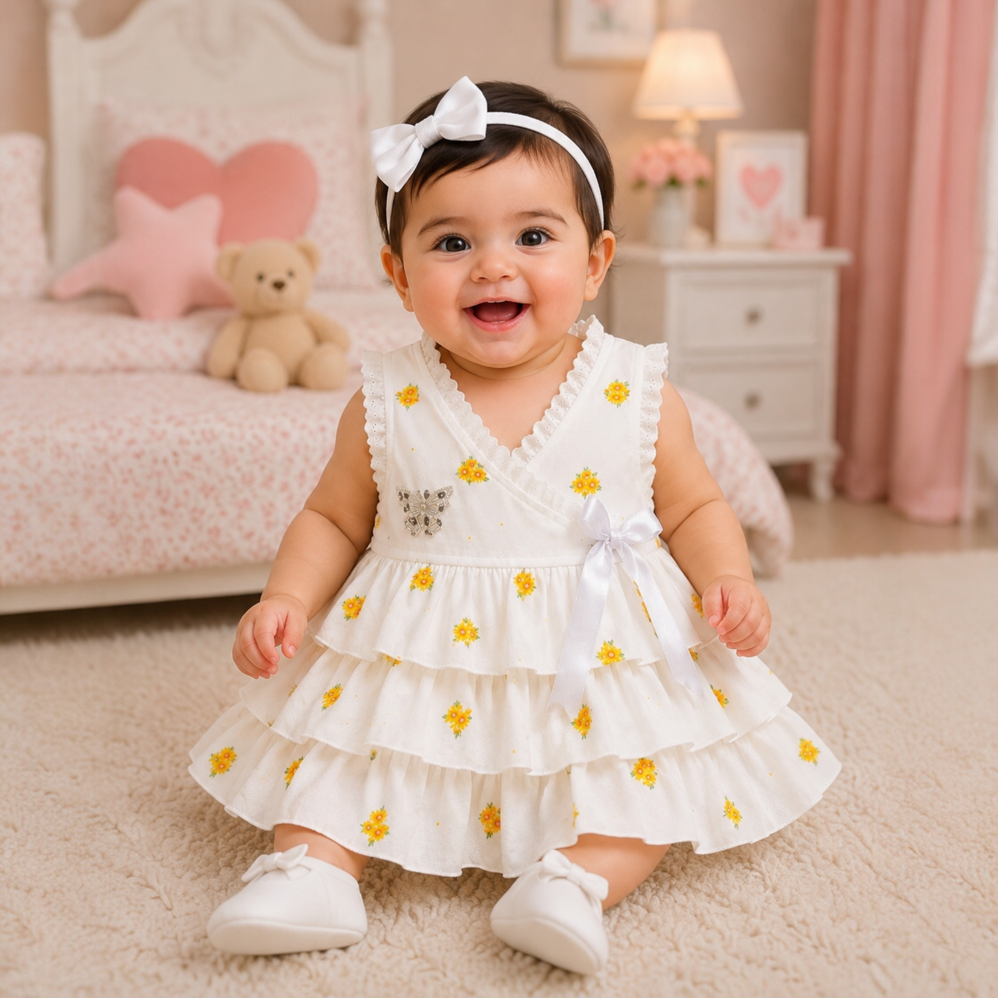 Baby Girls Frill Frock Dress- Soft Summer Wear