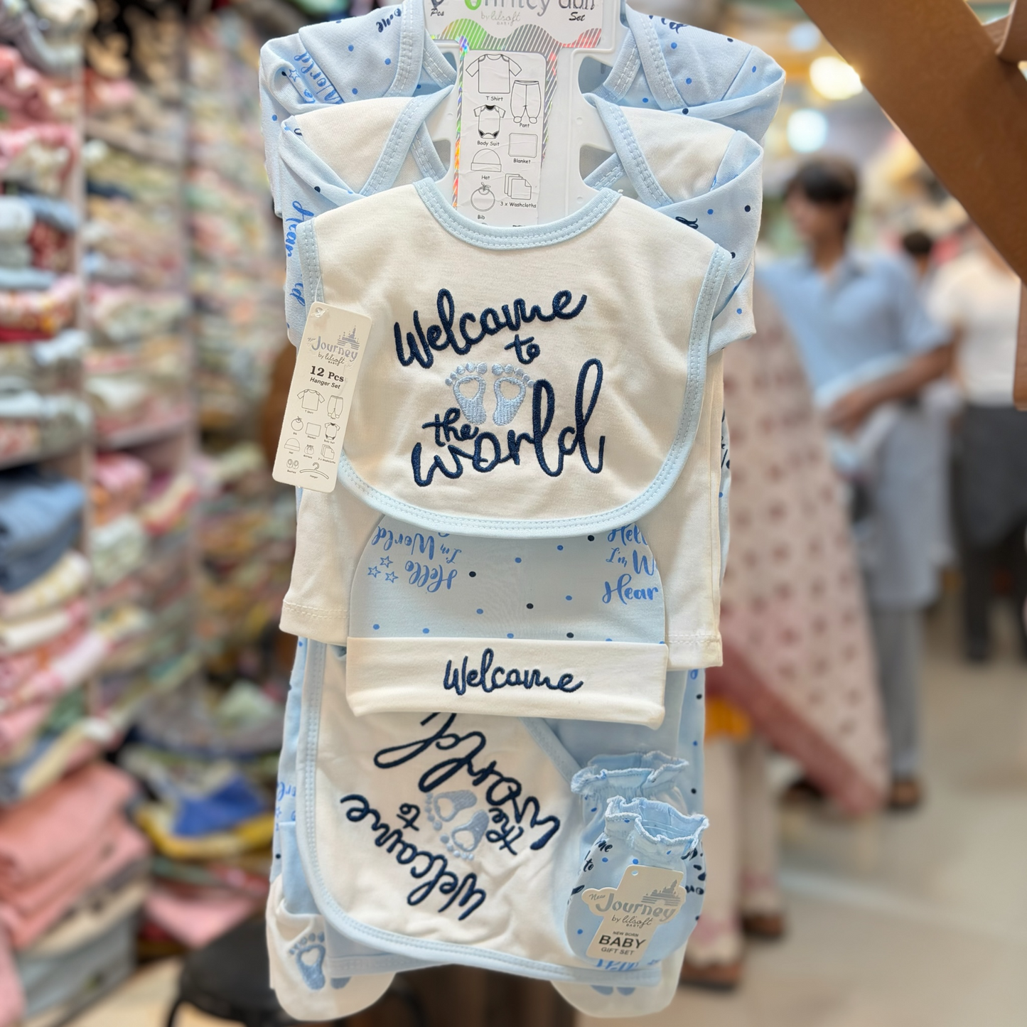 12 Piece Newborn Baby Starter Gift Set | Cotton Baby Clothes with Hanger | Welcome to the World(0-3Months)