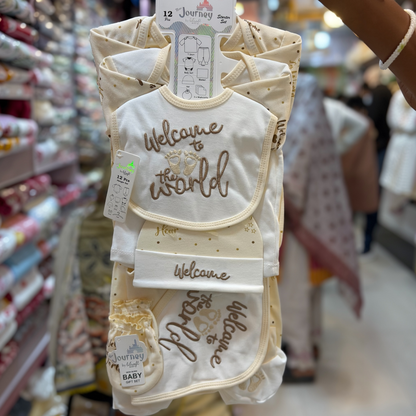 12 Piece Newborn Baby Starter Gift Set | Cotton Baby Clothes with Hanger | Welcome to the World(0-3Months)