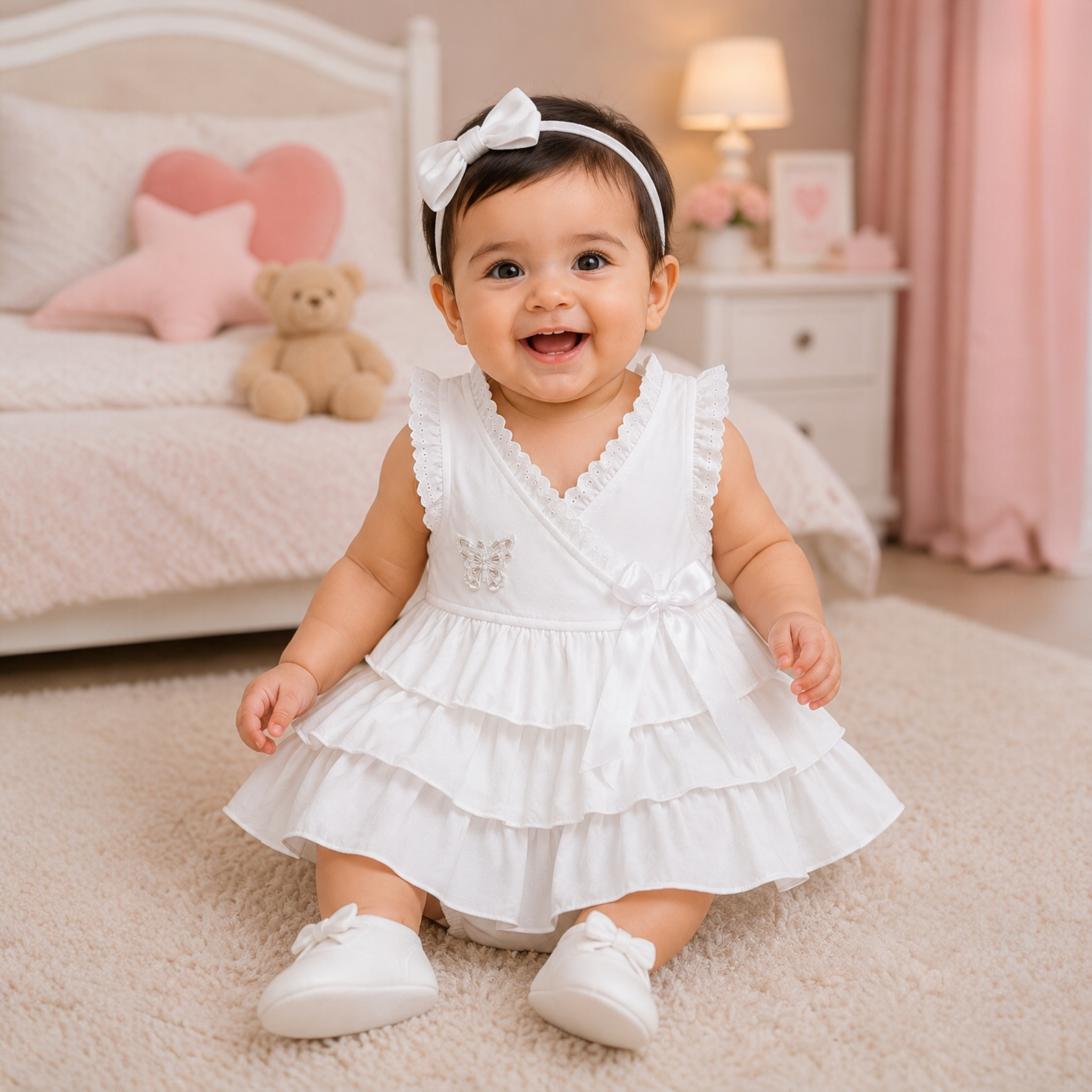 Baby Girls Frill Frock Dress- Soft Summer Wear