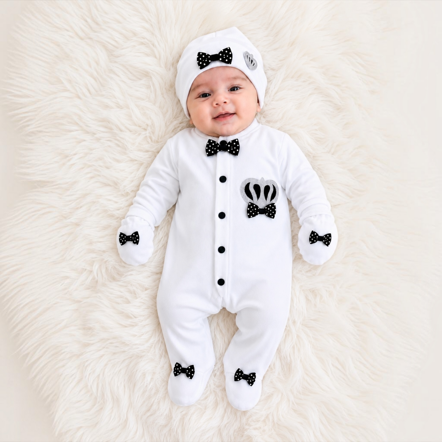 Turkish Style Baby Romper with Mittens and Cap(0-9Months)