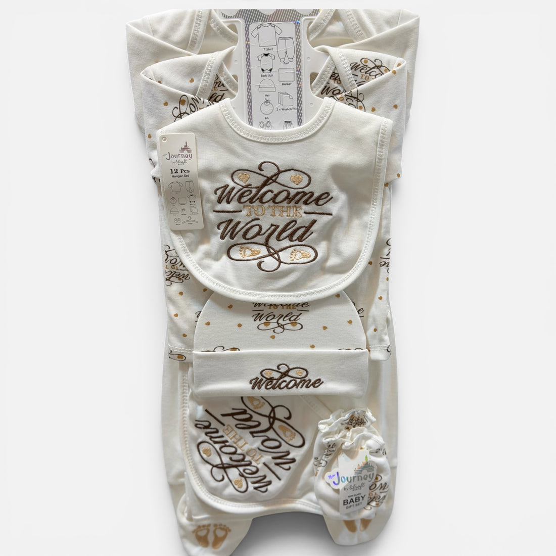 12 Piece Newborn Starter Gift Set | Welcome to the World  (0-3 Months)