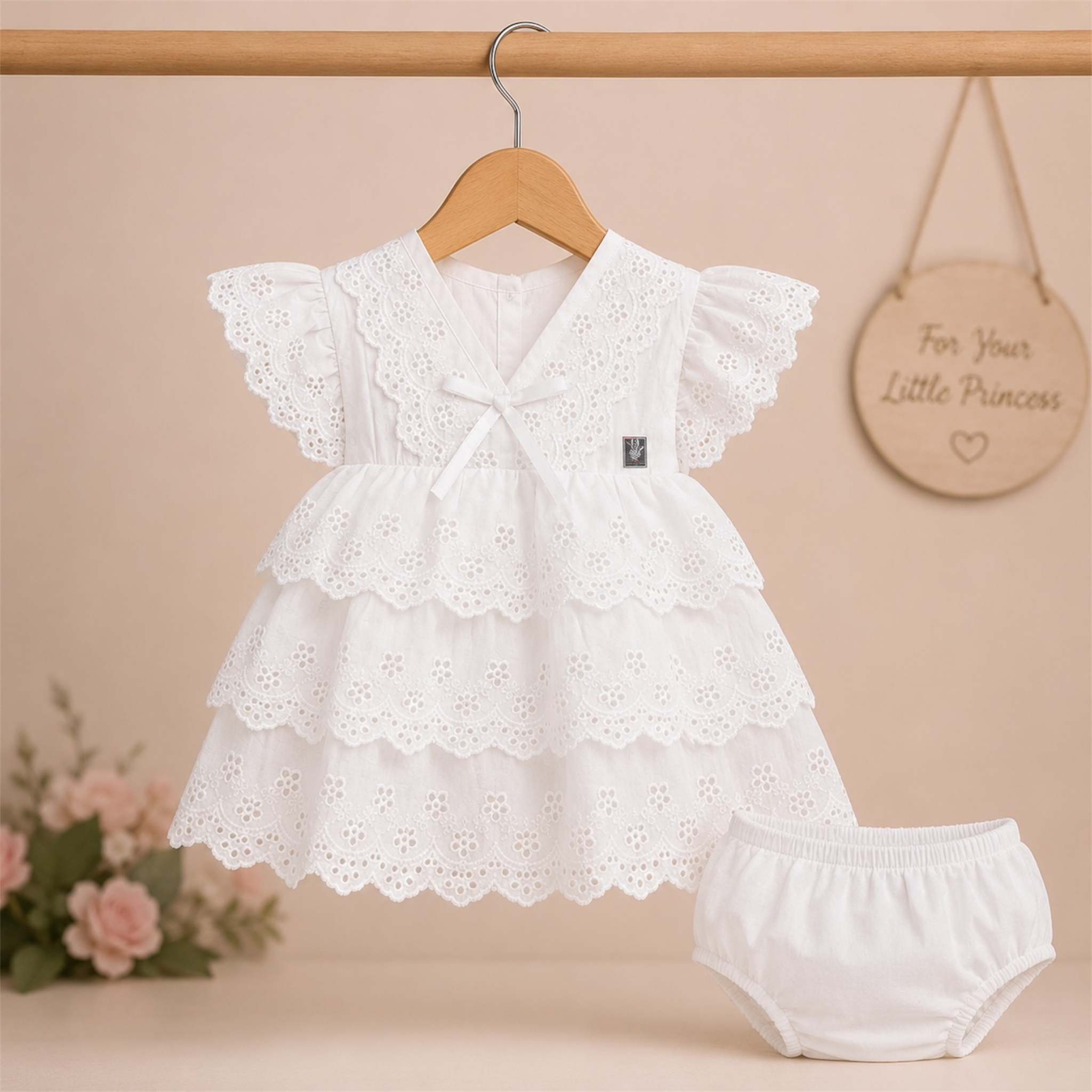 Lace Baby Girl Loan Frock with Free Bloomers