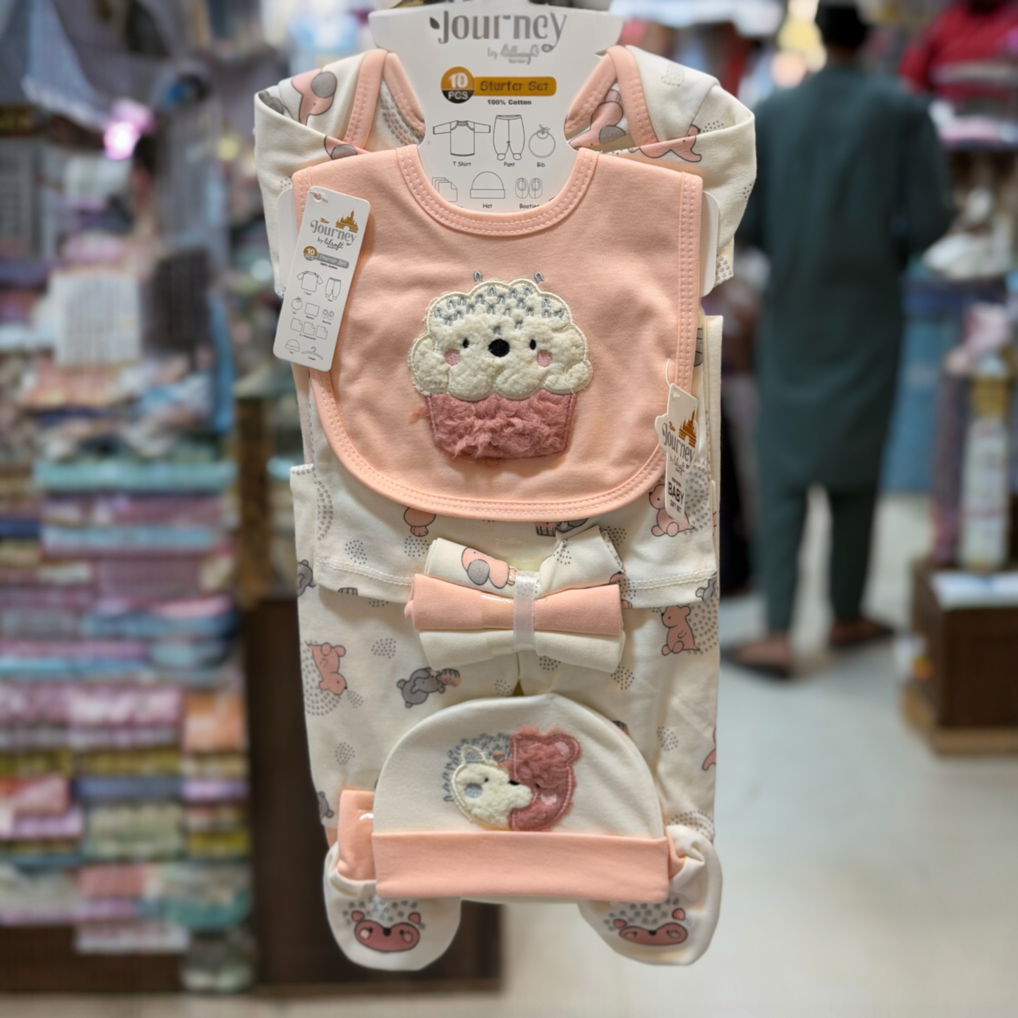 10 Piece Newborn Baby Starter Set – Unisex Cotton Gift Set with Shirt, Pajama, Bib, Blanket, Cap, Booties & Wash Cloths