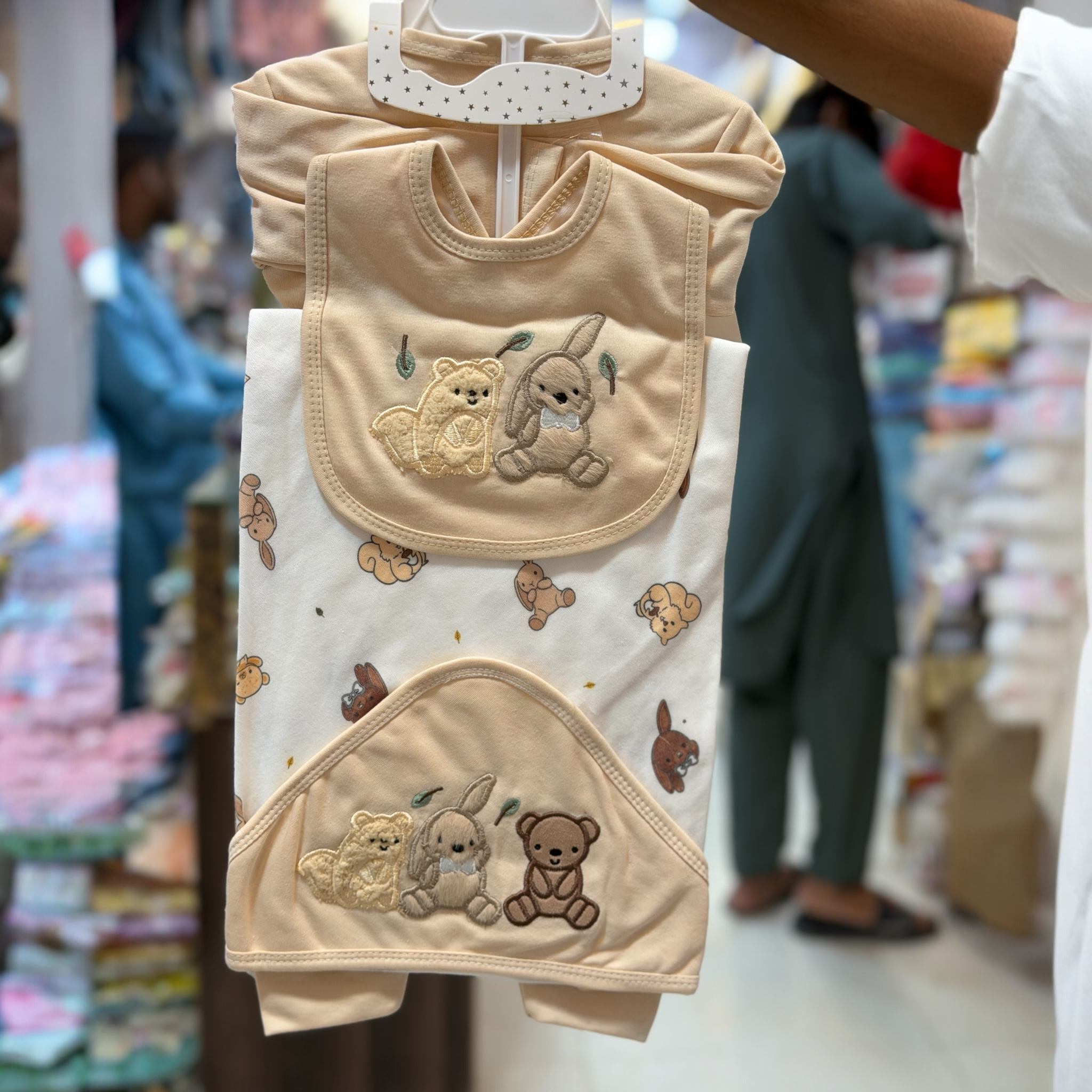 10 Piece Newborn Baby Starter Set – Premium Cotton Full Romper, Pajama, Bib, Blanket, Cap, Booties & Wash Cloths