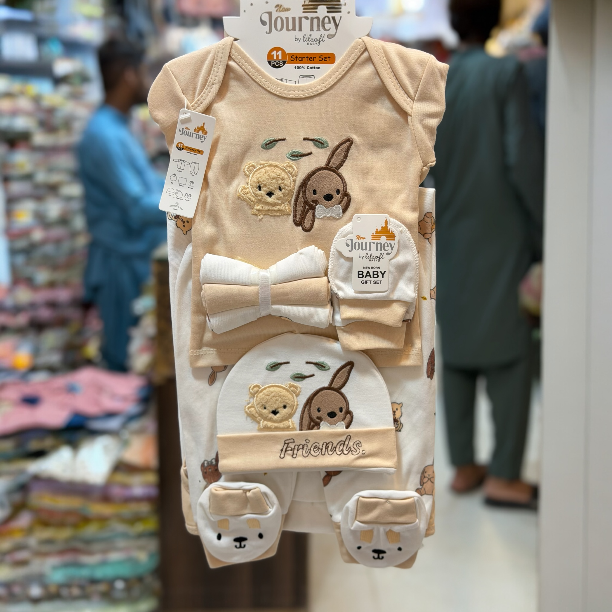 10 Piece Newborn Baby Starter Set – Premium Cotton Full Romper, Pajama, Bib, Blanket, Cap, Booties & Wash Cloths