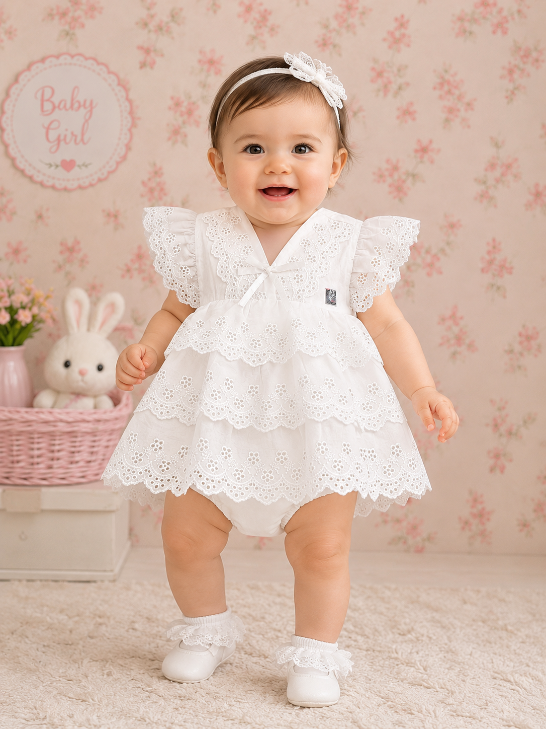 Lace Baby Girl Loan Frock with Free Bloomers