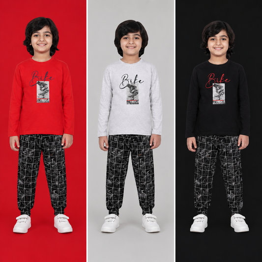 Boys Full Sleeves Night Suit for Boys | Soft & Comfortable Sleepwear (1–5 Years)