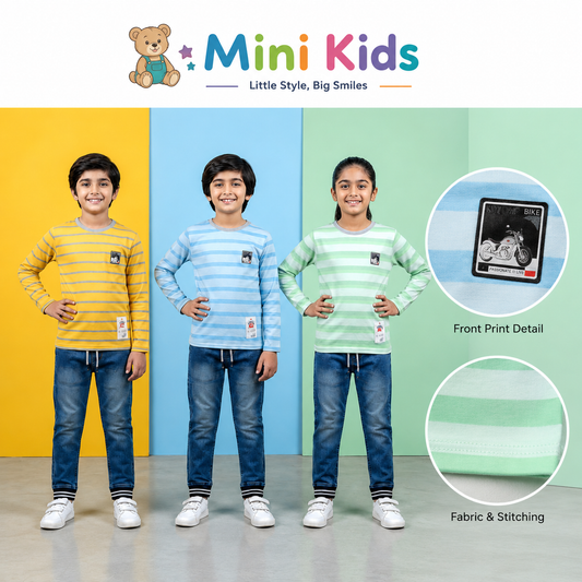 Mini Kids Soft Cotton Striped Casual Wear Set for Kids (1–5 Years)