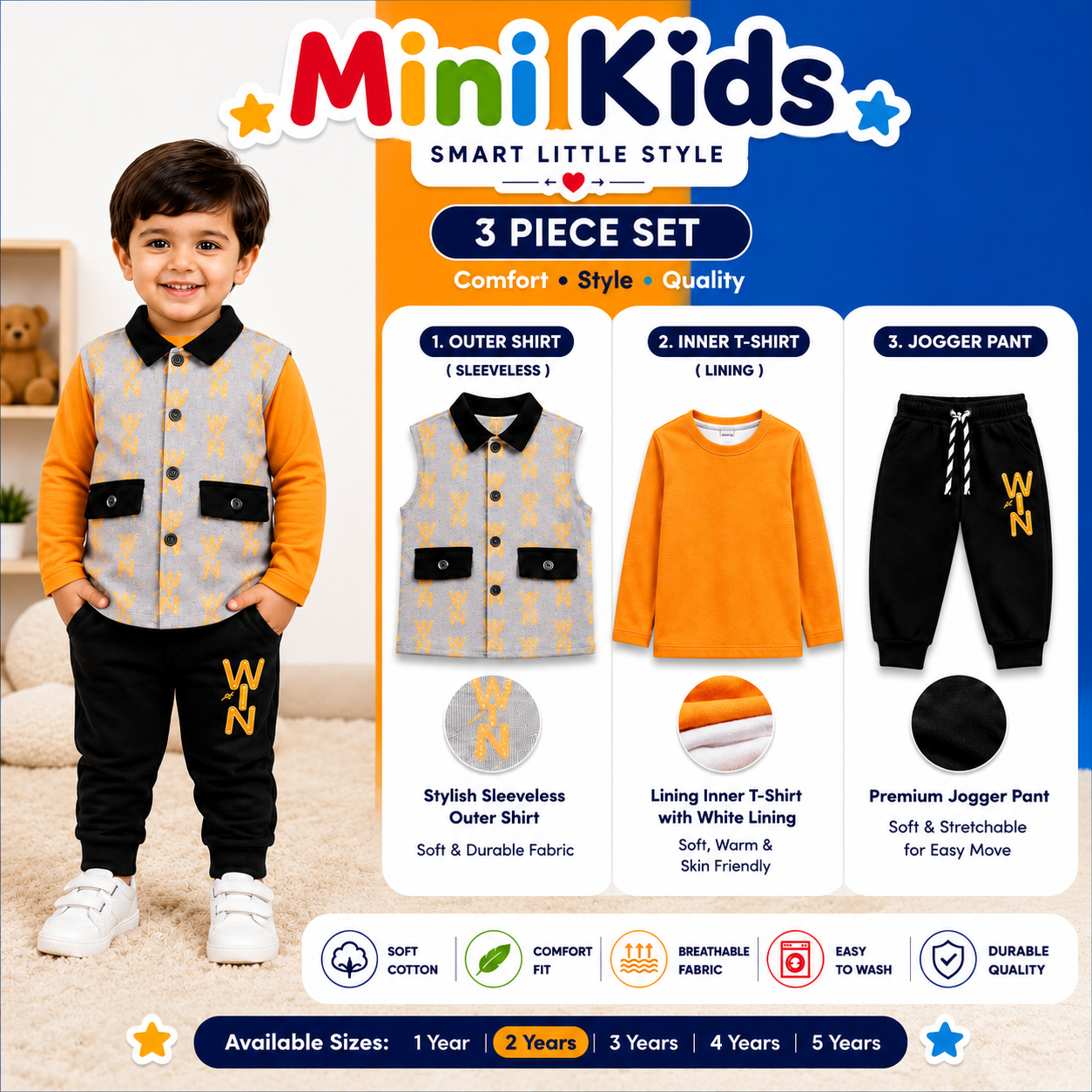 3 Piece Winter Outfit for Boys