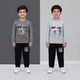 Boys Winter Tracksuit – Grey Cotton Full Sleeves T-Shirt & Black Trouser Set