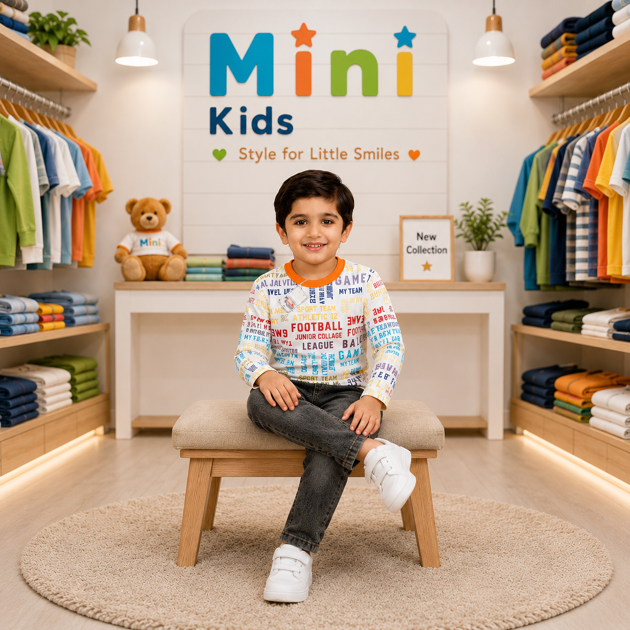 Boys Printed Full Sleeve T-Shirt with Denim Jeans | wilayat