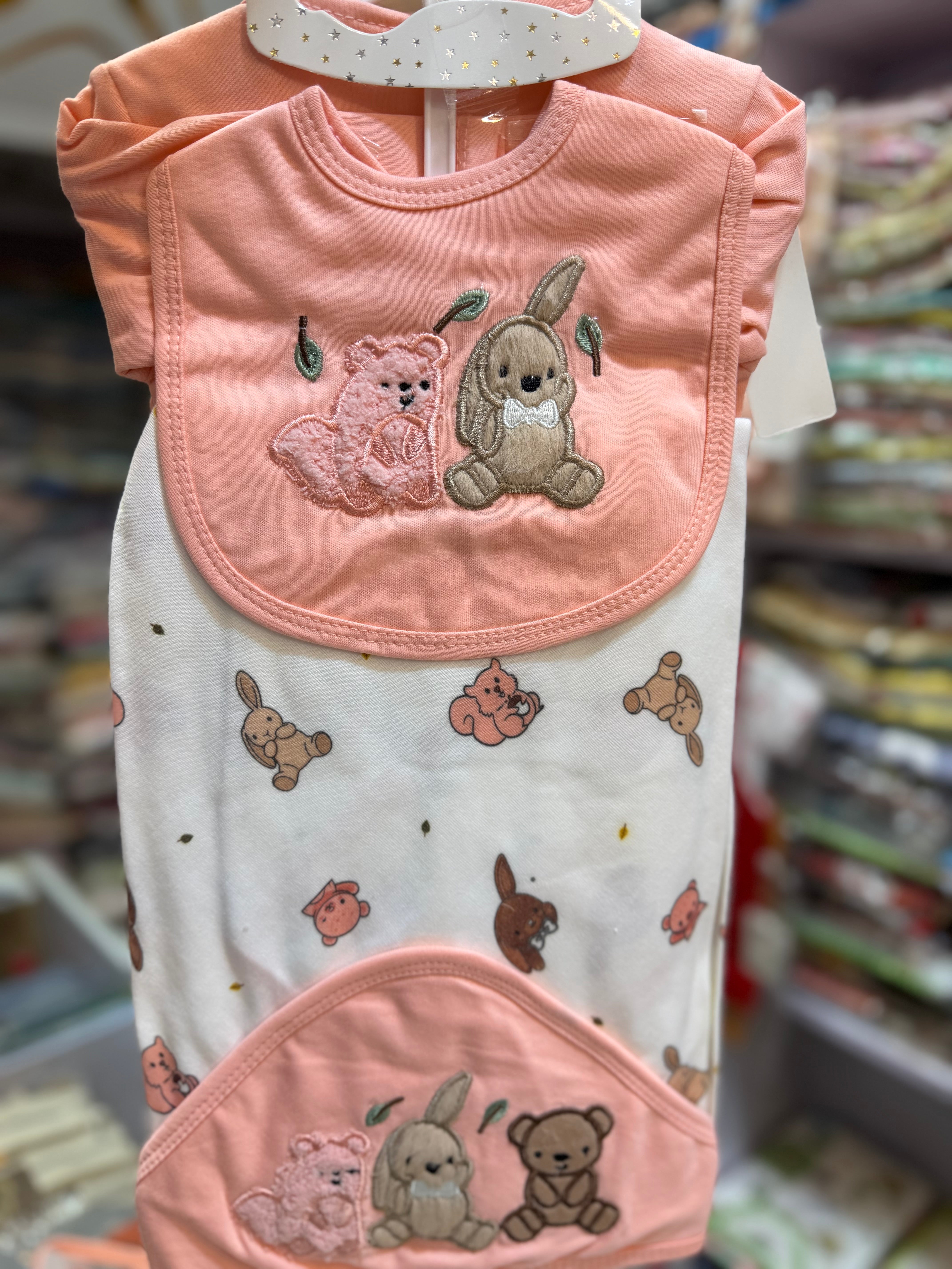 10 Piece Newborn Baby Starter Set – Premium Cotton Full Romper, Pajama, Bib, Blanket, Cap, Booties & Wash Cloths